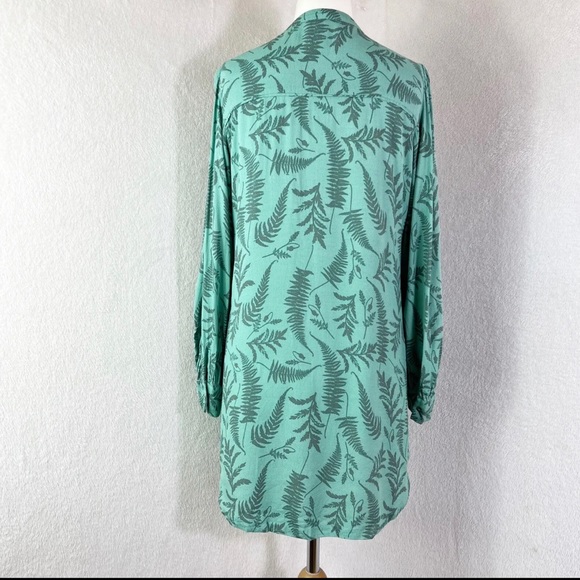 White Stuff Green Long Sleeve Fern Leaf Tunic Button Down Blouse UK Size 12 - Picture 5 of 9